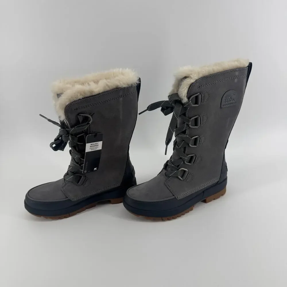 Sorel Tivoli IV Tall Waterproof Lace-Up Boots Womens 8 NEW Quarry Gray Winter